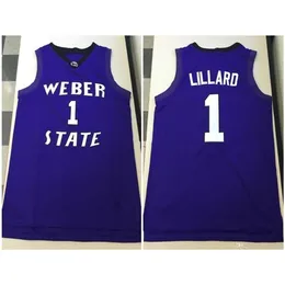 Nikivip Weber State Wildcats College Damian Lillard #1 농구 유니폼 남성 스티치 커스텀 숫자 이름 유니폼