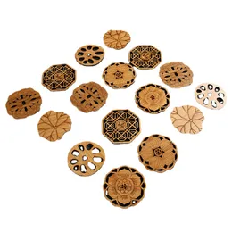 Bambu Coasters Cup Mat Lotus Tea Pad Carving Round Heat Isolation Eco Friendly Natural