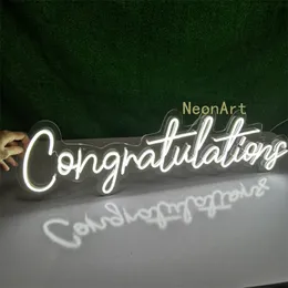 Parabéns leves letras decorativas personalizadas decoração decoração de festa de casamento liderado sinal de néon 220615