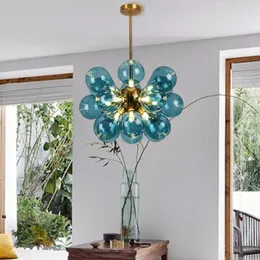 Pendant Lamps Modern Chandeliers Blue Pink Glass Chandelier Light Lighting Living Room Lustre Children's Bedroom