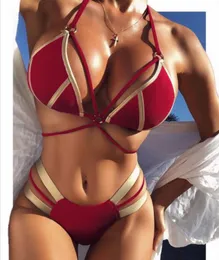 fashion 2024 New Bikini Gold-stamped Sexy Swimming Suit Three Points Explosive Swimming Suit Split Ladies Stitching Sports swimwear flexible stylish women