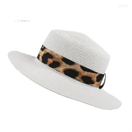 Beanie/Skull Caps Spring and Summer Leisure Travel Woven Women's Outdoor Sun Shade Leopard Print Large Straw Hat Chur22