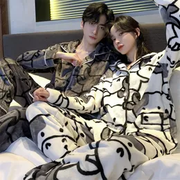 QWEEK Couple Pajama Woman Winter Flannel Cow Print Pyjama Pour Femme Female Set 2 Pcs Home Clothes Pijamas Trouser Suits 220329