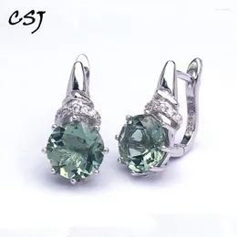 Stud Real Natural Green Amethyst Earring Sterling 925 Silver Round 8mm 5Ct Fine Jewelry For Women Lady Party GiftStud Kirs22