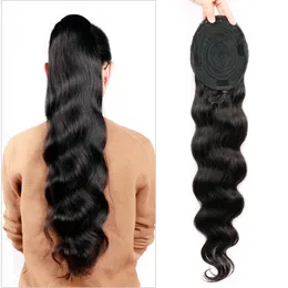 Estensioni dell'onda del corpo dei capelli umani con coda di cavallo con coulisse 12 "-26" clip brasiliane di Remy per le donne Coda di cavallo 140g DIVA2