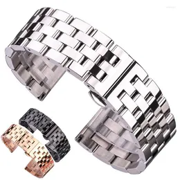 Uhrenarmbänder aus massivem Metall, Armband, Silber, Schwarz, Roségold, poliert, für Herren und Damen, 316L-Edelstahl-Band, 20 mm, 22 mm, 24 mm