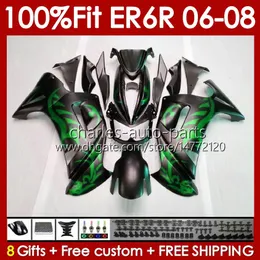 Kawasaki Ninja 650R ER6 650 R ER 6 F 06-08ボディワーク139NO.20 650-R ER 6F 650R-ER-6F 2006 2007 2008 ER6F 06 07 08注入型フェアリングマットグリーン