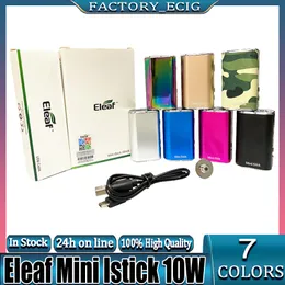 Eleaf Mini iStick Kit 7 colori 1050mah Batteria incorporata 10w Uscita massima Tensione variabile Mod con cavo USB Connettore eGo Invio rapido