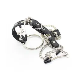 Manyjoy SM Morsetti per capezzoli con anello per pene Pene Catena in metallo Clip per seno Restrizioni fetish Accessori esotici