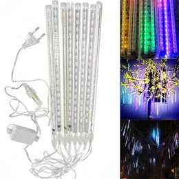 Meteor Snowfall LED Shower Light Rain Lights Plug Strip EU/US 8PCS/Set Tubes 100-240V Christmas Tube Kmgpq