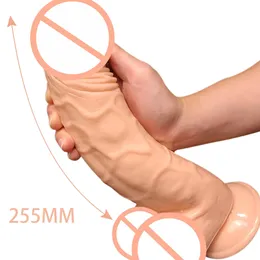 255 mm Glans de espessura Strapon Dildo Material macio pênis enorme com o copo de sucção brinquedos sexy para mulheres produtos adultos