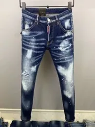 Hål 2022 Nya män Ljus Jeans Blue Dark Grey Italy Brand Man Long Pants Byxor Streetwear Denim Skinny Slim Straight Biker Jean för D2 Toppkvalitetsstorlek 28-38 9837 WSSF