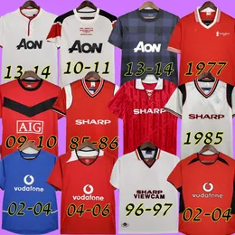 Retro maglia calcistica Solskjaer Cantona Beckham 02 04 06 Utd Shirt Football Giggs United Rooney Scholes Keane Ronaldo 09 10 11 13 14 75 80 85 86 88 90 92 94 95 96 97 Man