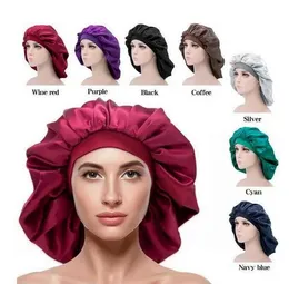 Extra große Mütze für Damen, große Größe, Schönheitsdruck, Satin-Seide, Schlaf-Nachtmütze, Kopfbedeckung, Mützen, Hüte