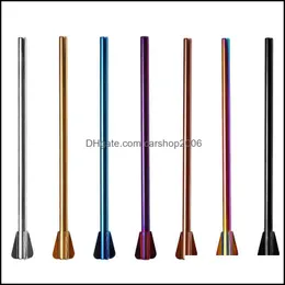 Drinking Sts Barware Kitchen Dining Bar Home Garden New Arrival 8Mm Stainless Steel Colorf Milk Tea Reusable Drink St Stir Stick Cocktail