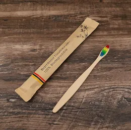 Other Bath Toilet Supplies 10 Colors Head Bamboo Toothbrush Wholesale Environment Wooden Rainbow Bamboo-Toothbrush Oral Care Soft Bristle SN4353