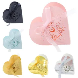 Gift Wrap 50st Eid Mubarak Candy Box Ramadan Decoration Heart Shape Chocolate Biscuit Cookie Boxes for Wedding PartyGift