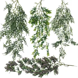 Konstgjord grönska utomhus UV -resistent Fake Hanging Plant Eucalyptus Pine Vines Christmas Wreath Decor