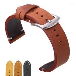 Titta på band italienska äkta läderklockband Black Dark Brown Men 18 20 22mm mjukt vintage band strap metall pin spänne accessorieswatch hel