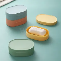 Caixa de sabão de plástico viagem de viagem portátil mini soapilhas caixas banheiro com capa impermeável à prova de poeira Selos Soap Storage Case BH6365 WLY