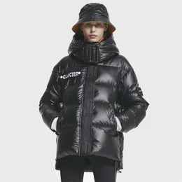 セプラスコの新しい冬用ジャケット女性高品質の明るい色断熱されたふくらんでいるコートカラーフード付きパーカールーズカットアウトウェア201109
