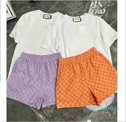 pant Original letter embroidered short sleeve T-shirt jacquard letter versatile shorts two-piece set summer new fashion brand set