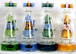 Glass Bong Hookah Recycler Dabrig 흡연 오일 리그 중공 아웃 디자인 워터 파이프 유리 버블러 14.4mm 조인트