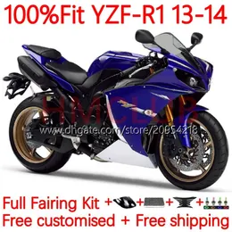 Fit 100% OEM Bodywork per Yamaha Moto YZF-R1 YZF-1000 YZF R 1 1000CC 13-14 corpo 6no.50 YZF R1 1000 cc YZFR1 13 14 YZF1000 2013 2014 Kit di vetratura iniezione Blu Blue