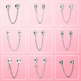 925 silver Fit Pandora Original charms DIY Pendant women Bracelets beads Heart Safety Chain Clasp Charm