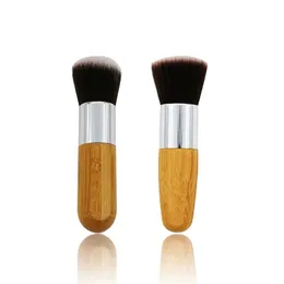 Alça de bambu escovas de maquiagem flat / redonda Fundação em pó Blusher Face Brush Maquiagem Ferramentas