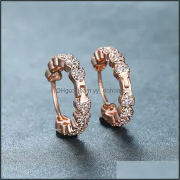 Hoop Hie Earrings Jewelry Minimalist Female White Crystal Small Rose Gold Sier Color Cute Bridal Wedding for Women Drop Delivery 202