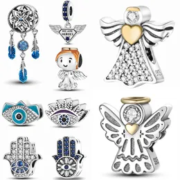 925 Charms de miçanga de prata Pandora charme bracelete anjo asas de penas demônios olho charmes ciondoli diy fino jóias