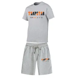 Casual Male Sports Set Trapstar Printed Short Sleeve Tracksuit Męska marka 2 szt. Bawełny T-shirt krótkie spodnie 220609