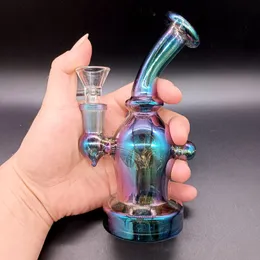 5,5 polegadas Titanium Color Hookahs Bongo De Vidro Bubbler Downstem Perc Heady Dab Rigs Abelha Amarela com articulação de 14mm