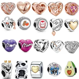 Nowy s925 Sterling Silver Charms luźne koraliki mysz Love Heart DIY koraliki oryginalne dopasowanie bransoletka Pandora wisiorek urok dziewczyna moda damska mama biżuteria prezent