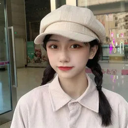 Beralar Foux Sboy Caps Kadınlar Pamuk Keten Saf Renk Baker Boy Ressam Sekizgen Şapka Tasarımcısı Koreli Japon Tarzı Ayarlanabilir 2022berets