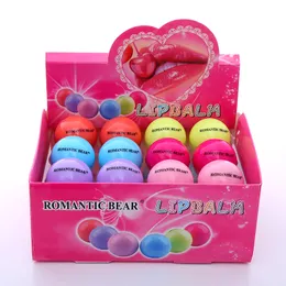 24 sztuk śliczne okrągłe kulki balsam do ust 3D smak owocowy pomadka do ust naturalne nawilżające usta pielęgnacja szminka 6 kolorów