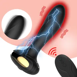 Kablosuz Uzaktan Elektrikli Şok Anal Oyuncaklar Erkekler Kadınlar Için Prostat Masaj Fiş Yapay Penis Vibratör Butt Dilatör