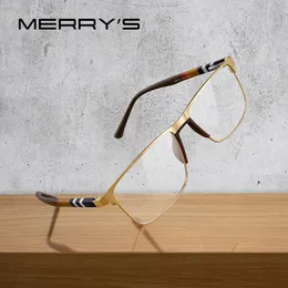 Merrys Tasarım Erkekler Lüks Kare Gözlük Çerçeve Iş Alaşım Gözlük Asetat Bacaklar Miyopi Reçete Gözlük S2255 W220423