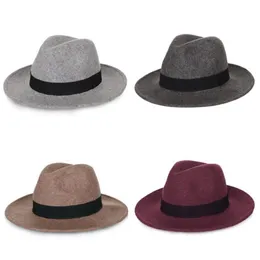 Wolle Zylinder für Frauen Männer Fedora Hüte Vintage Filzhut Frau Mann Fedoras Weiblich Männlich Breite Krempe Kappe Herren Mode Herbst Winter Caps Party Weihnachten Geschenk Großhandel