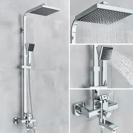 Chrome Black Shower Faucet Rainfall Shower Sinlge Handle Kit Handheld Spray Rotate Spout Bath Shower Mixer