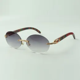 Small diamond sets sunglasses 8100903-B with peacock wooden arms and 58mm oval lenses