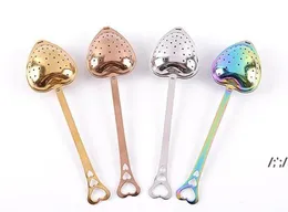 DHL Stainless Strainer Heart Shaped Tea Infusers Teas Tools Teas Filter Reusable Mesh Ball Spoon Steeper Handle Shower Spoons JLA13420