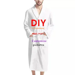 Custom Wearable Blanket Bathrobe Design Name Men Winter Cotton Home Girl Night Gown Thermal Pajamas Long Sleeve Dropship 220616