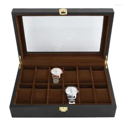 Caixas de relógio, 6/12 grades, caixa de armazenamento de relógio de pulso de madeira, embalagem, organizador de joias, recipiente para relojoeiro