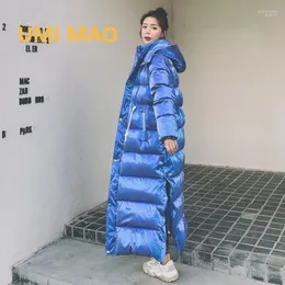 Women's Down Parkas Umi Mao Korean Fashion Winter Blue Hooded厚い温かい長いコートジャケットコットン女性Y2K Harajuku Veste Hiver gug