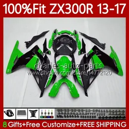 Bodys حقن Kawasaki Ninja ZX3R EX ZX 3R 300R ZX300 ZX300R 13 14 15 16 17 الأخضر أسود 125NO.72 ZX-300R EX300R ZX-3R 2013 2014 2015 2016 2017 EX-300 13-17 OEM FLATING