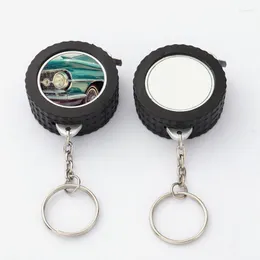 Keychains PC Blank Keychain Steel 줄 테이프 DIY 열전달 보드 장식품 승화를위한 단일 펜던트 키 링키 체인 치열한 단일 펜던트