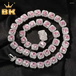 Łańcuchy Bling King 9 mm serc Baguette Bransoletka lodowana czerwona zielona różowa różowa sześcienna cyrkonia łańcuch Naszyjnik Hiphop Biżuterchains Godl22