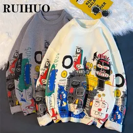 Ruihuo vintage tröja män mode hip hop streetwear mens tröja kläder drar m-2xl vårens ankomst 220812